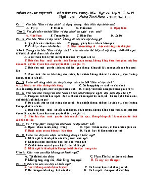 Đề kiểm tra TNKQ - Môn Ngữ văn lớp 9 - Tuần 29, 30